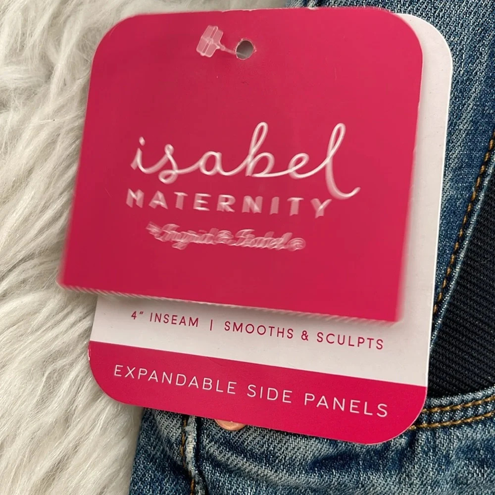 ISABEL MATERNITY by Ingrid & Isabel Side Panel Midi Maternity Jean Shorts 4 NEW - Picture 6 of 9